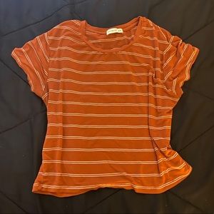 burnt orange striped crop top or t-shirt